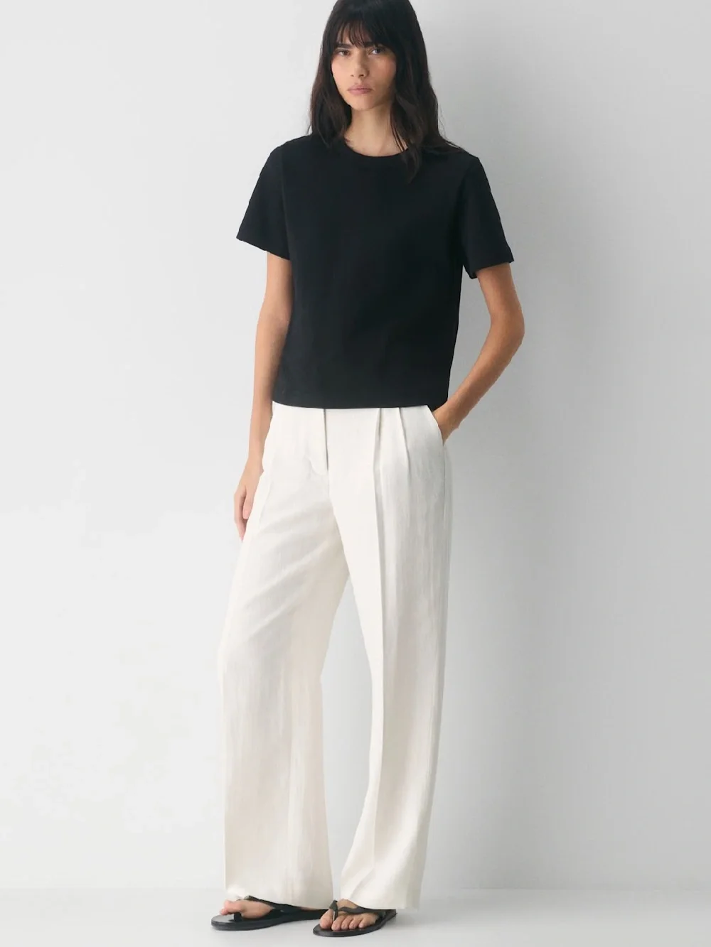 Wilfred Aritzia The Effortless Pant High-waisted wide-leg linen twill trousers
